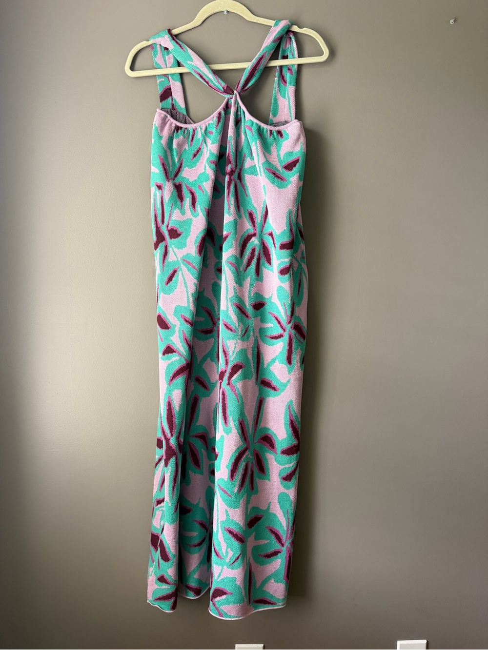 Fate Floral Knit Maxi Dress in Jade, Lavender & Burgundy size s NWT